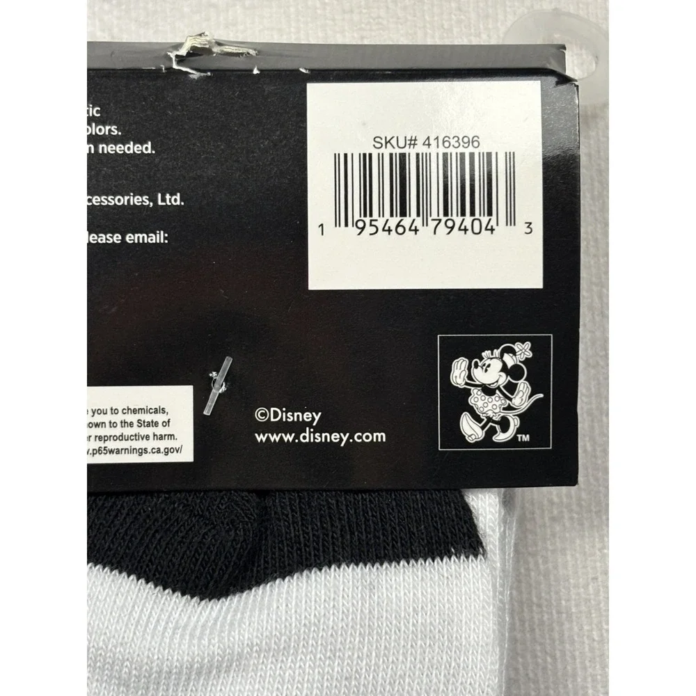 Disney Minnie Mouse Crew Socks Size 9-13 White Red‎ Polka Dot Bow NWT New